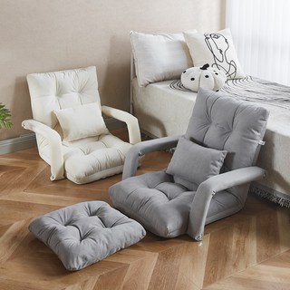 패브릭 1인용 소파 6단 조절 등받이 안락 의자 분리식 침대겸 좌식의자, 1개, 그레이 의자+등쿠션+다리쿠션
