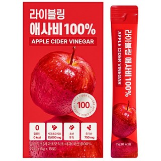 라이블링 애플사이다비니거 100% 애사비 원액 스틱 초산 5%, 15개, 15g