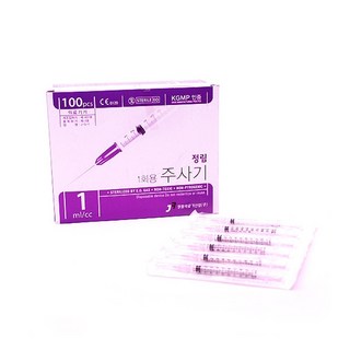 정림 일회용주사기 1ml 26Gx13mm 100개입, 1개, 1cc 26G 1/2" (100ea)