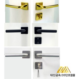 DS 대산 사각 모티스락 모티스손잡이 스텐 골드 블랙 1-1-16-2 방문손잡이, 손잡이(더미), 손잡이