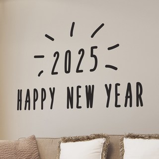 2025 happy new year 새해 인테리어 스티커, small, 검정색