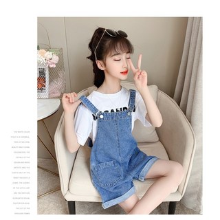 주니유니 주니어 데님멜빵반바지