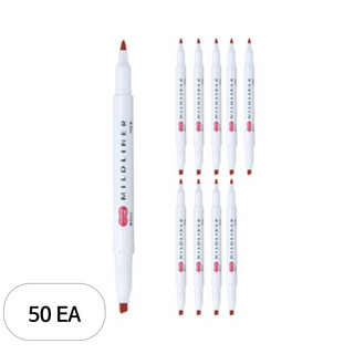 마일드라이너 형광펜, 레드, 50개