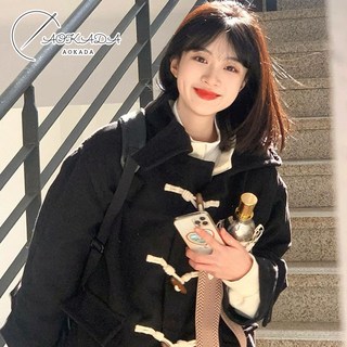 AOKADA 여자 오버핏코트 블랙 하프 코트 누빔코트 트위드 떡볶이코트