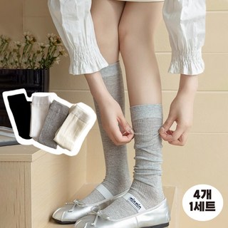 코차이 여성 얇은 패턴 시스루 삭스 반스타킹 무릎양말 4칼라