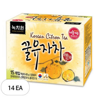 녹차원 꿀 유자차, 15개입, 14개