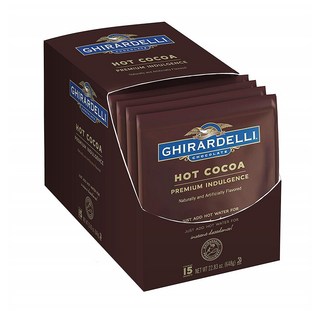 기라델리 프리미엄 핫초코 코코아 15입 1박스 Ghirardelli Premium Hot Cocoa Envelopes Double Chocolate 1.5-Ounce (Pack of 15), 1세트, 15개입