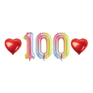 100일 숫자 하트 풍선 세트, 03.레인보우 100