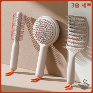 세미스타일 두피마사지 엉킴방지 헤어브러쉬3종 1개 세미 화이트 3종세트 상품 이미지