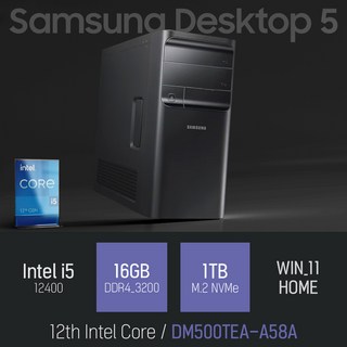 삼성 데스크탑5 DM500TEA-A58A, 블랙, 16GB, WIN11 Home, 1TB