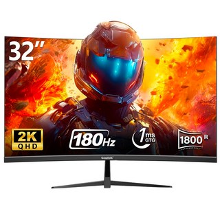 32인치 2K 울트라 와이드 1800R 커브 게이밍 모니터 QHD 180Hz 고사속 UHD 4K 160Hz 스피커 내장, 2K 180Hz, 81cm