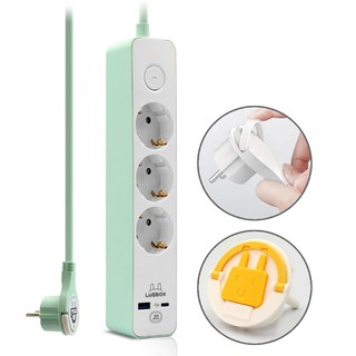 러그박스 고속충전 USB C타입 고용량 멀티탭 3구 3500W 민트, 1개, 1.5m
