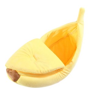 바나나 고양이 침대 하우스 재미 있고 귀여운 아늑한 매트 침대 따뜻한 내구성 휴대용 애완 동물 바구니 개집 개 쿠션 용품 여러 가지 색상, S 40x15x12cm, Yellow 1PC, 1개