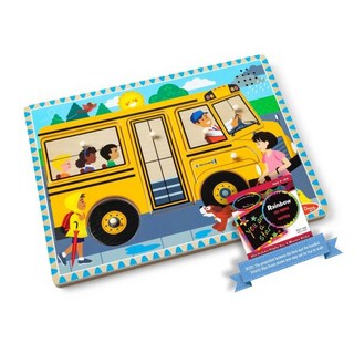 Melissa & Doug 멜리사 앤 더그 버스 위의 바퀴 M&D 스크래치 펀 미니패드 07399 포함 6피스 사운드 퍼즐 번들