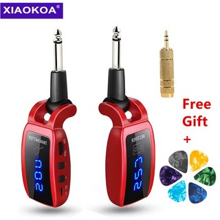 XIAOKOA 무선 기타 충전식 업그레이드 LED 15 채널 UHF 송신기 전기용, 2.Red, 2.Red