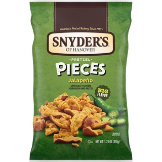 Snyder's of Hanover 과자 칩 스나이더스 오브 해노버 프레첼 조각 허니 머스타드와 양파 11.25 온스, Jalapeno, 11.25 온스 (1팩), 283g, 1개