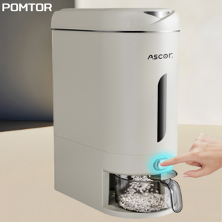 POMTOR 원터치 밀폐 쌀통 방충 방습 쌀독 항아리 잡곡통 계량 쌀보관통, 1개, 아이보리