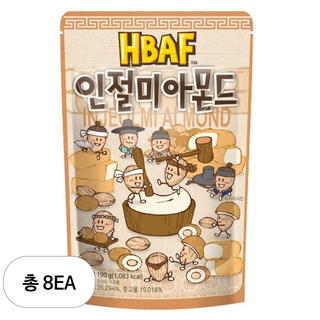 에이치비에이에프 인절미 아몬드, 190g, 8개