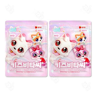 위시캣 키즈비타씨 딸기 복숭아맛, 2개, 60정