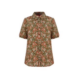 크로커다일레이디 라이트브라운 플라워 프린트 캐주얼 풀오픈 셔츠 CLCMBL209