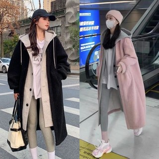 빅사이즈롱코트 겨울롱코트 세탁기빨래가능 램스울소재 여자후드롱코트