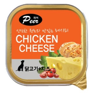 피어 애견용 사각 간식캔, 닭고기 + 치즈 혼합맛, 24개