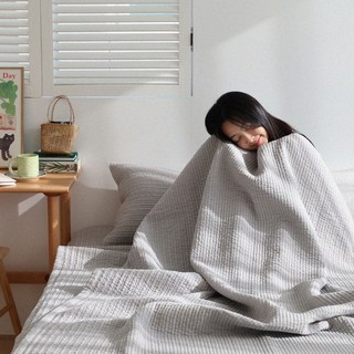 온도 60수 아사 순면 100% 피그먼트 이불 겸 패드 패밀리 밴딩패드, 그레이
