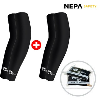 네파 텐셀 심리스 쿨토시 팔토시 2p x 2세트 + 브레드캣 파우치세트, 블랙+블랙, 1개