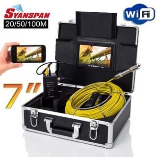 SYANSPAN 파이프 검사 카메라 하수도 내시경 무선 와이파이 지원 IOS 20 50 100M 7 인치 모니터, 50m, 9in No Function, 1개