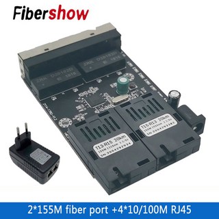 역방향 POE rgb분배기 스위치 2F4E 10/100M 고속 이더넷 변환기 광섬유, 02 with power supply