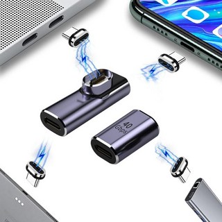 썬더볼트 4 독 USB C 마그네틱 어댑터 24핀 타입 커넥터 Thunderbolt USB4.0 PD 100W 급속 충전 40Gb/s 데이터 전송 MacBook 기타 장치와 호, Straight+Elbow