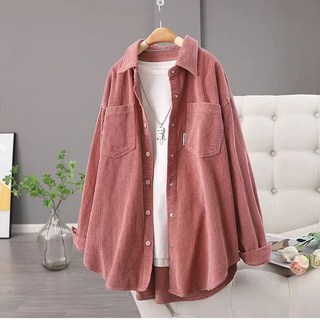 여성 데일리 코듀로이 셔츠 자켓 베이직 캐주얼 하프기장 남방 아우터 간절기