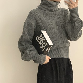 슬로우베리 꽈배기 목폴라 니트 상품 이미지