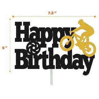 자전거 케이크 토퍼 생일 축하 파티 용품 배너 케이크 컵케익 장식 소년 소녀 스포츠 테마 파티 용품, 05