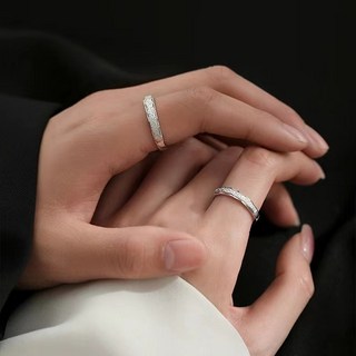 FANSYLI 커플링 심플 베이직 실버925 순은반지 오픈링 커플반지 은반지 조절형 남녀반지 1+1 세트 0417JLL053