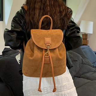 [데일리백] 여성용 스웨이드 복조리 미니 백팩 // 가을 겨울 레더 빈티지 하객룩 데이트룩 출근 긱시크 유광 버킷백 스트랩 비건레더 복조리백 복조리백 (HJ-4018)