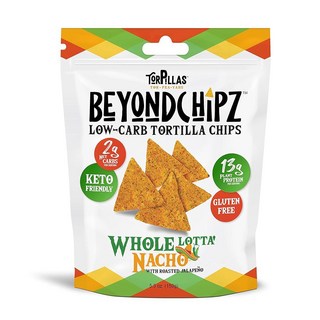 BeyondChipz 과자 칩 저탄수화물 토르티야 짭짤한 맛 케토 친화적 글루텐 프리 5.3온스 가방 4개 묶음, Whole Lotta' Nacho, 5.3 온스 (2개 팩)