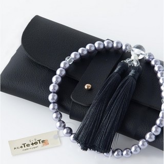 to Te [불단.Te 손과 손] 흑조 진주 8㎜주 본 수정 일본제 벨벳 실크방 여성용