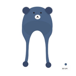 곰돌이 모자 가을 겨울 귀달이 아기 니트 비니 남녀 귀요미, Drmz12; 네이비 곰, 1개