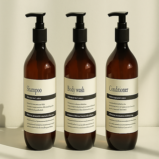 디나인 1+1+1 욕실 디스펜서 샴푸통 용기 500ml 3종세트 샴푸걸이 포함 샴푸공병, 3개, 갈색500ml
