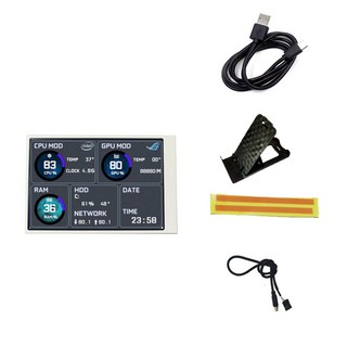 HDD 컴퓨터 라인 보조 USB 5.0 GPU RAM 디스플레이 홀더 데이터 화면 IPS 3.5 CPU 모니터 AIDA64 인치 TYPE-C, W 3.5INCH 9P CABLE, 1개