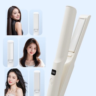 SmartGo 무선 휴대용 3in1 헤어 고데기 충전식 미니매직기 스트레이트 웨이브, 화이트
