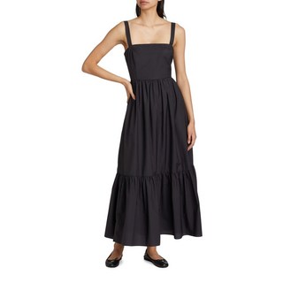 띠어리 코튼 블렌드 티어드 미디 원피스 블랙 여성, 블랙(Black), XXL(115) 14