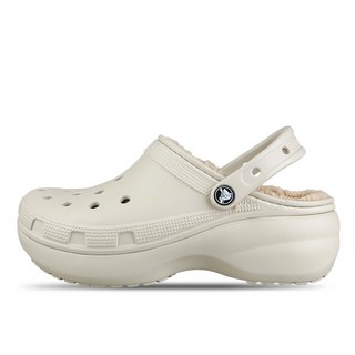 국내정품 크록스 플랫폼 라인드 클로그 본 207938-2Y2 겨울용 털신 여성용 키높이 4cm