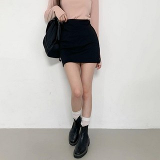 옷자락 / 여성용 클래식 레이온 스판 히든밴드 미니 슬릿 스커