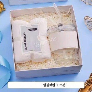 아이보리색 구디백 선물세트 결혼식 돌잔치 백일잔치 답례품 우산 텀블러 선풍기 볼펜 단체선물(1), 1개, 타월 + 텀블러컵 특별 제안