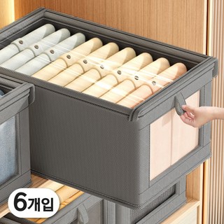 제니바코 커버형 옷 정리 간편한 수납함, 6개, 차콜그레이