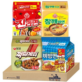 [블루존] 봉지라면 4종 D세트 (진매+팔도비빔면+짜파게티+참깨라면)