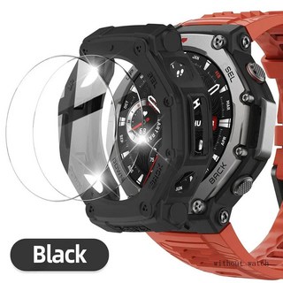 Amazfit T-Rex 3 용 유리 및 케이스 스크래치 방지 보호대 강화 필름 범퍼 실리콘 커버, 01 CHINA, 01 For Amazfit T-REX 3, 10 Black-2PCS, 2개