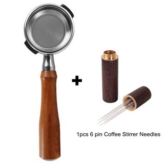 GAGGIA Bottomless 필터 홀더 Gaggia Classic ESPRESSO 커피 머신 바리스타 도구 용 58mm 단단한 나무 손잡이 Portafilter, 58mm for GAGGIA, with Stirrer, 1개